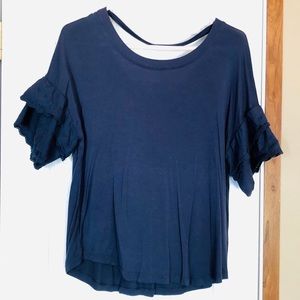 Pink Rose Ruffled Short Sleeve modal-like top